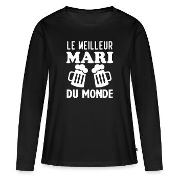 Le meilleur Mari du monde - T-shirt manches longues Premium bio Femme - noir - Devant - Julia (174cm)