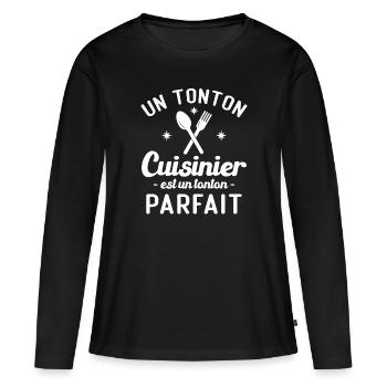 Un tonton cuisinier est un tonton parfait - T-shirt manches longues Premium bio Femme - noir - Devant - Julia (174cm)