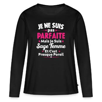 Je suis Sage femme - T-shirt manches longues Premium bio Femme - noir - Devant - Julia (174cm)