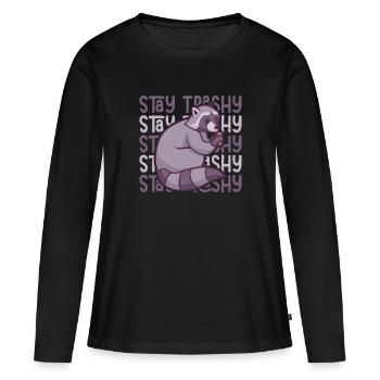 Stay Trashy! Waschbären Müllpanda - Frauen Premium Bio Langarmshirt - Schwarz - Vorne - Julia (174cm)