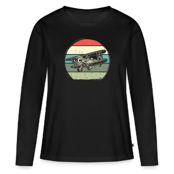 Modèle réduit d’avion modèle réduit d’avion - T-shirt manches longues Premium bio Femme - noir - Devant - Julia (174cm)