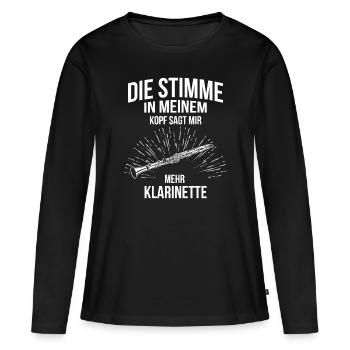 Klarinette Klarinettenspieler Klarinettist - Frauen Premium Bio Langarmshirt - Schwarz - Vorne - Julia (174cm)
