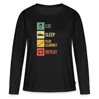 Clarinette Clarinettiste Clarinettiste - T-shirt manches longues Premium bio Femme - noir - Devant - Julia (174cm)
