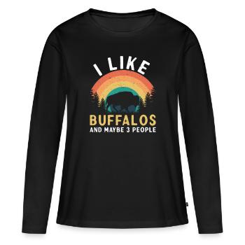 J’aime le bison et 3 personnes vache bison buffle - T-shirt manches longues Premium bio Femme - noir - Devant - Julia (174cm)