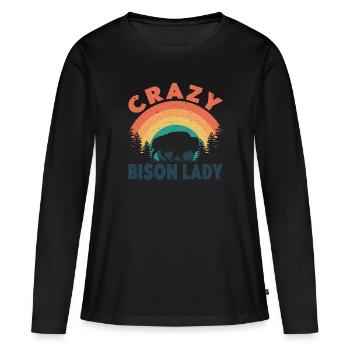 Crazy Bison Lady Cow Bison Buffalo Water Buffalo - Women's Premium Organic Long Sleeve Shirt - black - Front - Julia (174cm)