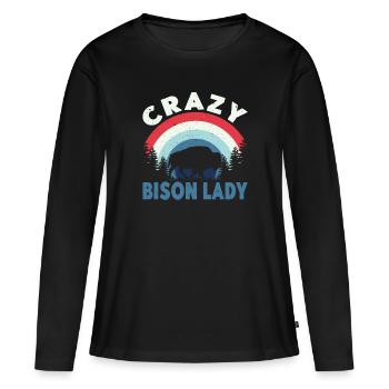 Bison fou Lady Cow Bison Buffle Buffle d’eau - T-shirt manches longues Premium bio Femme - noir - Devant - Julia (174cm)
