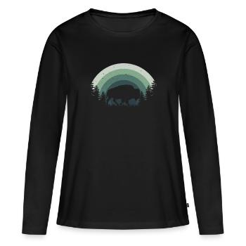 Rétro Vache Bison Buffle d’eau Buffle Silhouette - T-shirt manches longues Premium bio Femme - noir - Devant - Julia (174cm)