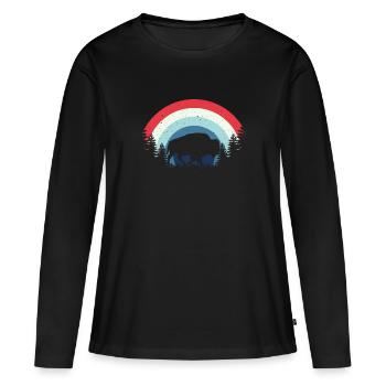 Rétro Vache Bison Buffle d’eau Buffle Silhouette - T-shirt manches longues Premium bio Femme - noir - Devant - Julia (174cm)