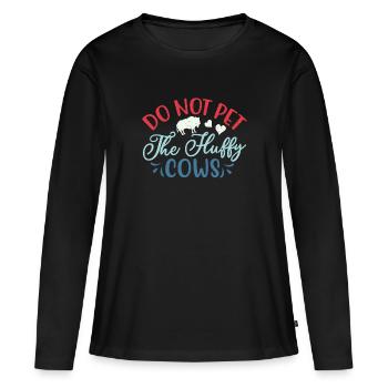 Ne caressez pas les vaches moelleuses Vache Bison Buffle - T-shirt manches longues Premium bio Femme - noir - Devant - Julia (174cm)