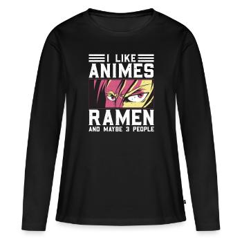 I like Animes Ramen And 3 People Saying - Women's Premium Organic Long Sleeve Shirt - black - Front - Julia (174cm)