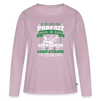 Je suis supporter de Saint Étienne - T-shirt manches longues Premium bio Femme - rose poudré - Devant - Julia (174cm)