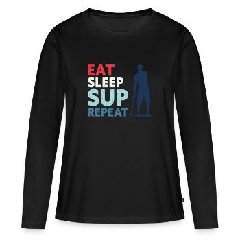 Eat Sleep SUP Repeat Stand Up Paddler Stand-Up Paddle - Women's Premium Organic Long Sleeve Shirt - black - Front - Julia (174cm)