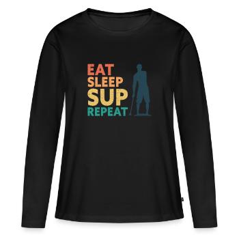 Eat Sleep SUP Repeat Stand Up Paddler Stand-Up Paddle - Women's Premium Organic Long Sleeve Shirt - black - Front - Julia (174cm)