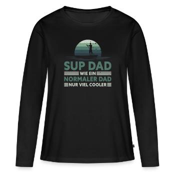 Retro SUP Dad - Like a normal dad only cooler - Women's Premium Organic Long Sleeve Shirt - black - Front - Julia (174cm)