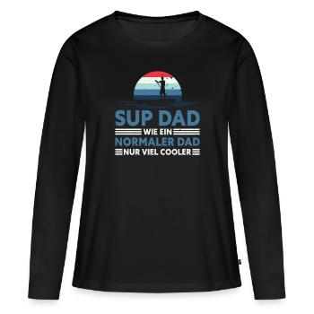 Retro SUP Dad - Like a normal dad only cooler - Women's Premium Organic Long Sleeve Shirt - black - Front - Julia (174cm)