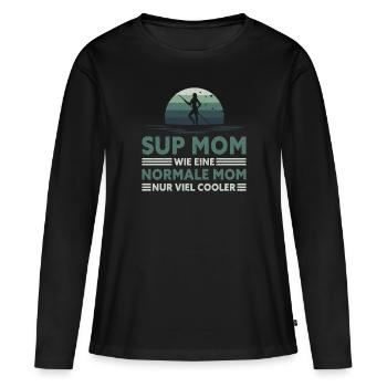 Retro SUP Mom - Like a normal mum only cooler - Women's Premium Organic Long Sleeve Shirt - black - Front - Julia (174cm)