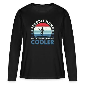 Retro Paddle Mom comme une maman normale seulement glacière - T-shirt manches longues Premium bio Femme - noir - Devant - Julia (174cm)