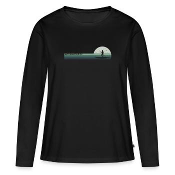 Retro Stand Up Paddler Stand-Up Paddle Sports nautiques - T-shirt manches longues Premium bio Femme - noir - Devant - Julia (174cm)
