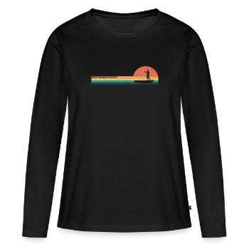 Retro Stand Up Paddler Stand-Up Paddle Sports nautiques - T-shirt manches longues Premium bio Femme - noir - Devant - Julia (174cm)