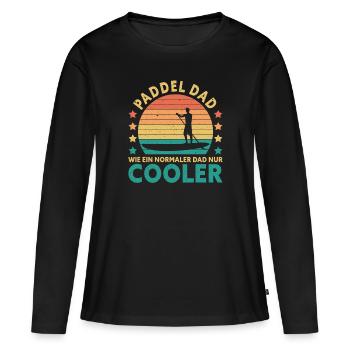 Retro Paddle Dad Like a Normal Dad Only Cooler - Women's Premium Organic Long Sleeve Shirt - black - Front - Julia (174cm)