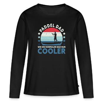 Retro Paddle Dad Like a Normal Dad Only Cooler - Women's Premium Organic Long Sleeve Shirt - black - Front - Julia (174cm)
