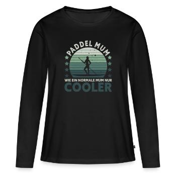 Retro Paddle Mom comme une maman normale seulement glacière - T-shirt manches longues Premium bio Femme - noir - Devant - Julia (174cm)