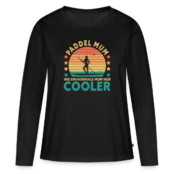 Retro Paddle Mom comme une maman normale seulement glacière - T-shirt manches longues Premium bio Femme - noir - Devant - Julia (174cm)