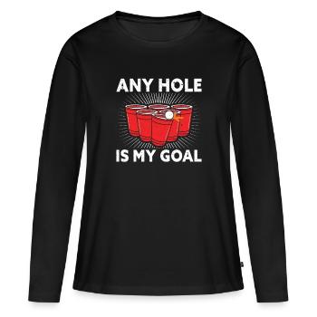 Tout trou est mon objectif Beer Pong Boire du Beer Pong - T-shirt manches longues Premium bio Femme - noir - Devant - Julia (174cm)