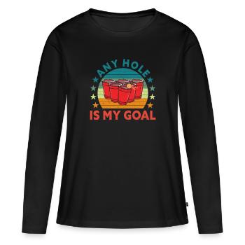 Tout trou est mon objectif Beer Pong Boire du Beer Pong - T-shirt manches longues Premium bio Femme - noir - Devant - Julia (174cm)