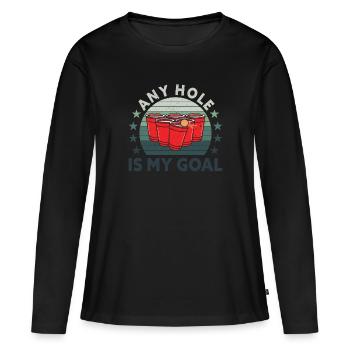 Tout trou est mon objectif Beer Pong Boire du Beer Pong - T-shirt manches longues Premium bio Femme - noir - Devant - Julia (174cm)