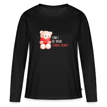 Can i be your cuddle bear? - Cuddly Bear Heart Sweet - Women's Premium Organic Long Sleeve Shirt - black - Front - Julia (174cm)