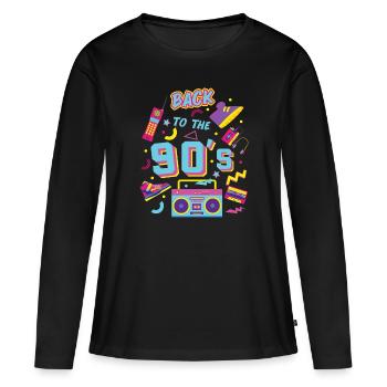 Retour des années 90's - T-shirt manches longues Premium bio Femme - noir - Devant - Julia (174cm)