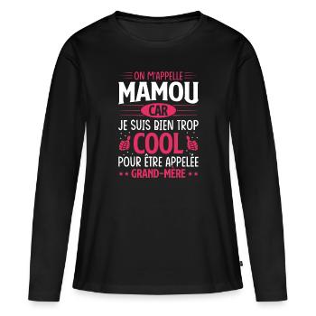 On m'appelle mamou - T-shirt manches longues Premium bio Femme - noir - Devant - Julia (174cm)