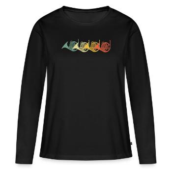 Français corniste Français corniste Français corniste - T-shirt manches longues Premium bio Femme - noir - Devant - Julia (174cm)