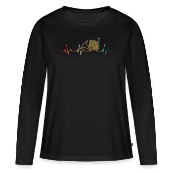 Français corniste Français corniste Français corniste - T-shirt manches longues Premium bio Femme - noir - Devant - Julia (174cm)