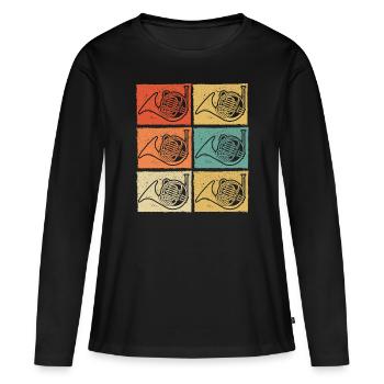 Waldhorn Waldhornspieler Waldhornist - Frauen Premium Bio Langarmshirt - Schwarz - Vorne - Julia (174cm)