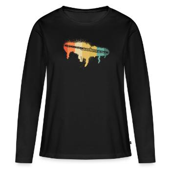 Querflöte Querflötenspieler Querflötist - Frauen Premium Bio Langarmshirt - Schwarz - Vorne - Julia (174cm)