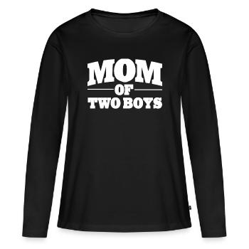 Maman Maman maman de deux garçons Idée cadeau Fête des mères - T-shirt manches longues Premium bio Femme - noir - Devant - Julia (174cm)