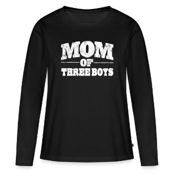Maman Maman maman de trois garçons Idée cadeau Fête des mères - T-shirt manches longues Premium bio Femme - noir - Devant - Julia (174cm)