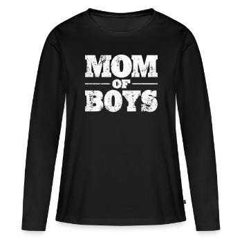 Mama Mom of Boys Geschenkidee Muttertag - Frauen Premium Bio Langarmshirt - Schwarz - Vorne - Julia (174cm)