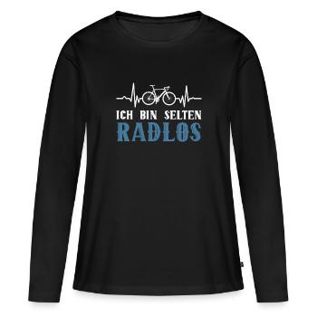 Ich Bin Selten Radlos Herzschlag Fahrradfahrer - Frauen Premium Bio Langarmshirt - Schwarz - Vorne - Julia (174cm)
