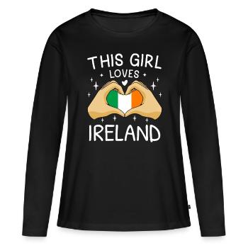 Ireland Flag Heart Irish Flag Dublin - Women's Premium Organic Long Sleeve Shirt - black - Front - Julia (174cm)