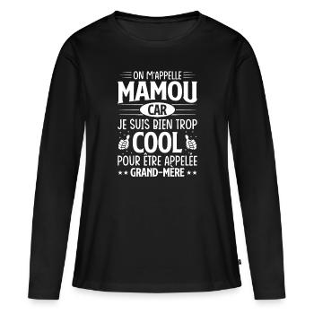 On m'appelle mamou - T-shirt manches longues Premium bio Femme - noir - Devant - Julia (174cm)