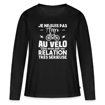 Je ne suis pas accro au vélo - T-shirt manches longues Premium bio Femme - noir - Devant - Julia (174cm)