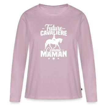 Future cavalière comme maman - T-shirt manches longues Premium bio Femme - rose poudré - Devant - Julia (174cm)