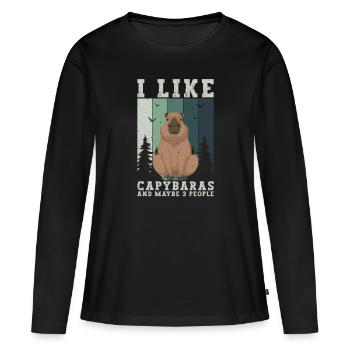 I like Capybaras and Maybe 3 People - Capybara - Women's Premium Organic Long Sleeve Shirt - black - Front - Julia (174cm)