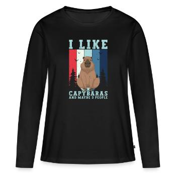 I like Capybaras and Maybe 3 People - Capybara - Women's Premium Organic Long Sleeve Shirt - black - Front - Julia (174cm)