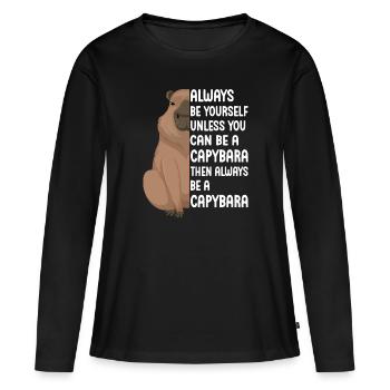 Capybara Amants Capibara Rongeur Amour animal - T-shirt manches longues Premium bio Femme - noir - Devant - Julia (174cm)
