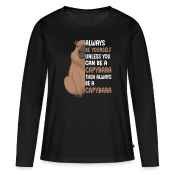 Capybara Amants Capibara Rongeur Amour animal - T-shirt manches longues Premium bio Femme - noir - Devant - Julia (174cm)