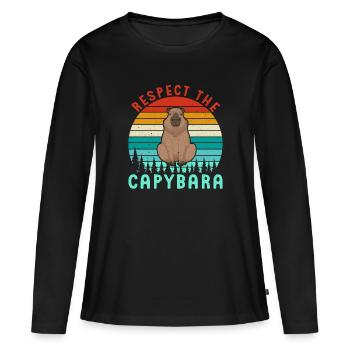 Retro Respect the Capybara - Capybara Fans - Frauen Premium Bio Langarmshirt - Schwarz - Vorne - Julia (174cm)
